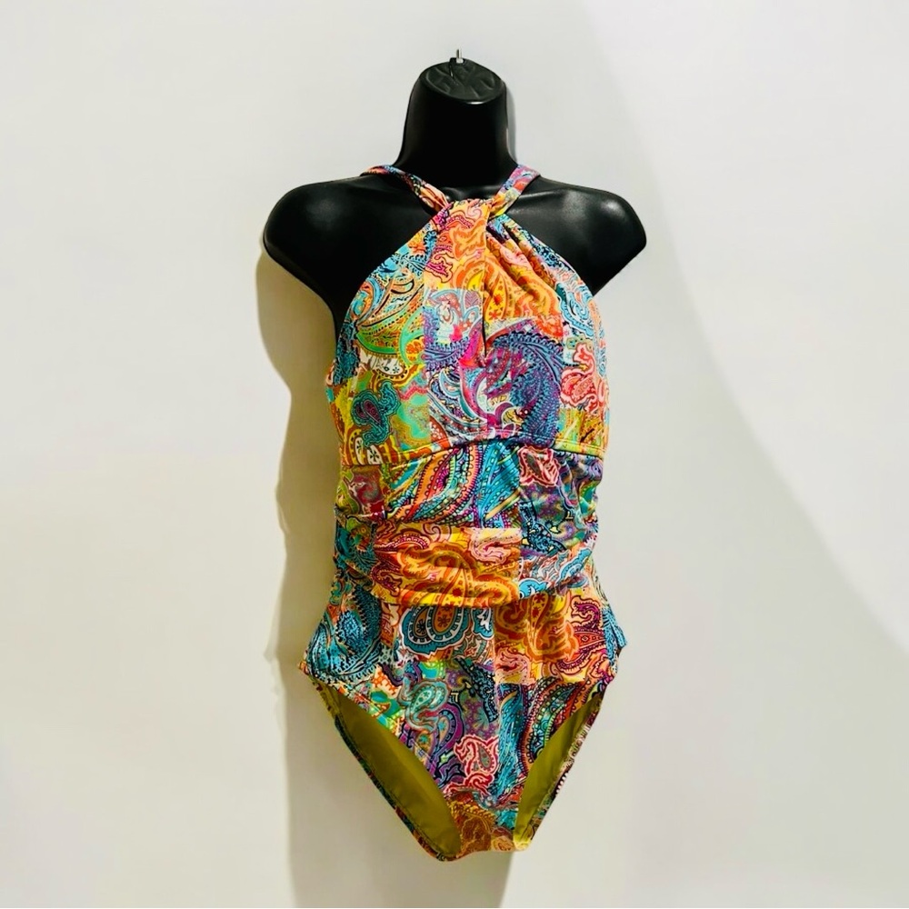 Bleu Rod Beattie Multicolor Paisley One Piece Swimsuit